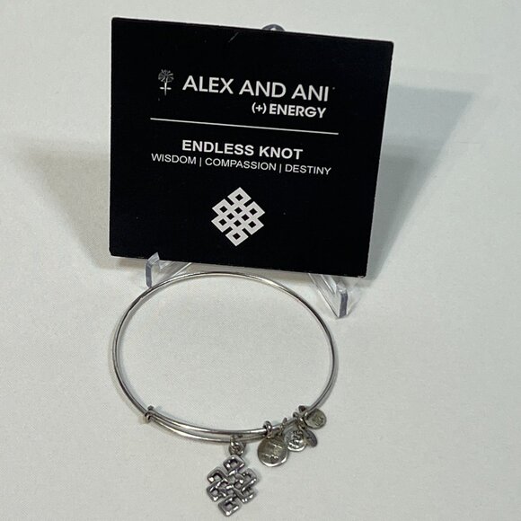 Alex and Ani Silver Endless Knot Charm Bangle Bracelet - Picture 4 of 5